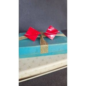 1980's Red Wavy Clip-on Earrings, Retro Jewelry